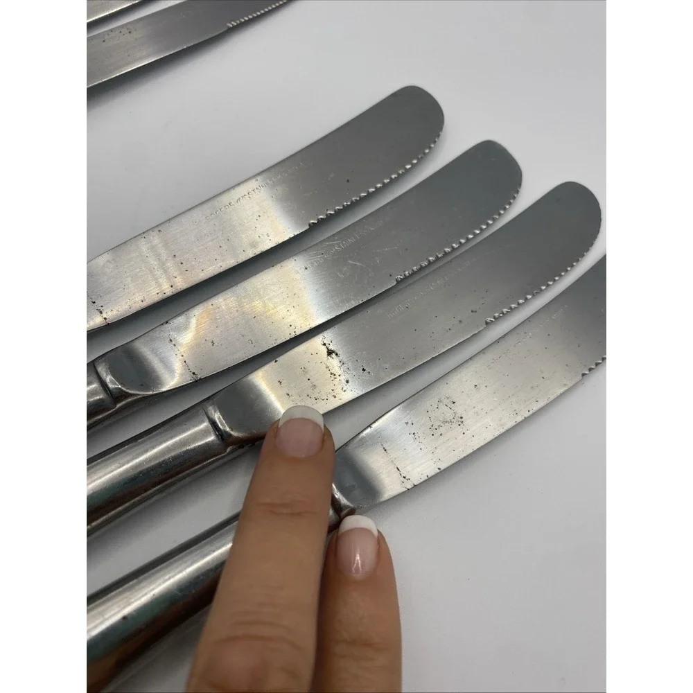 Vintage Set Of 6 Rogers Co. Stainless Pistol 2 Steak Knives &‎ 4 Butter